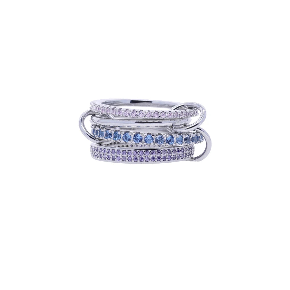 Stacking Engagement Band Rings For Women Plain Micro Paved 5A CZ Mix Color Multi Pieces Stack Full Finger Jewelry