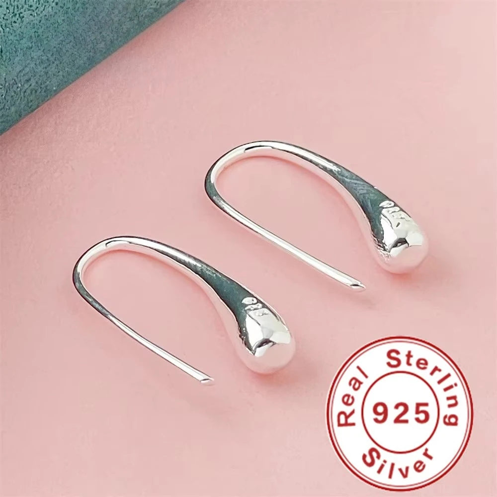 Original 925 Sterling Silver Teardrop Earrings Fashionable and High Quality Women's Wedding Exquisite Jewelry Accessories Party