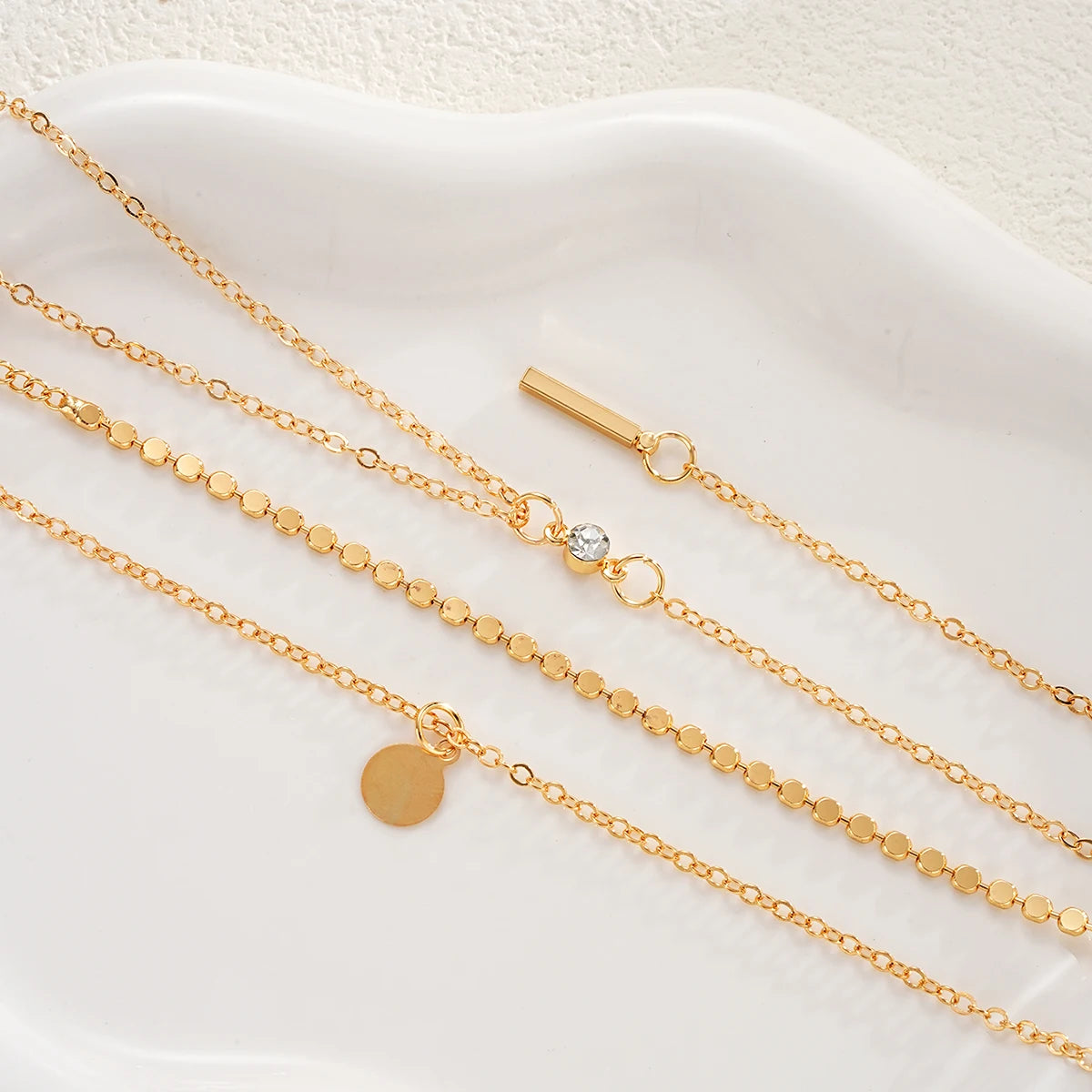 3Pcs/Set MultiLayer Round Disco Coin Chain Necklace for Women Simple Gold Color Pendant Necklaces Set Trendy Party Jewelry Gifts