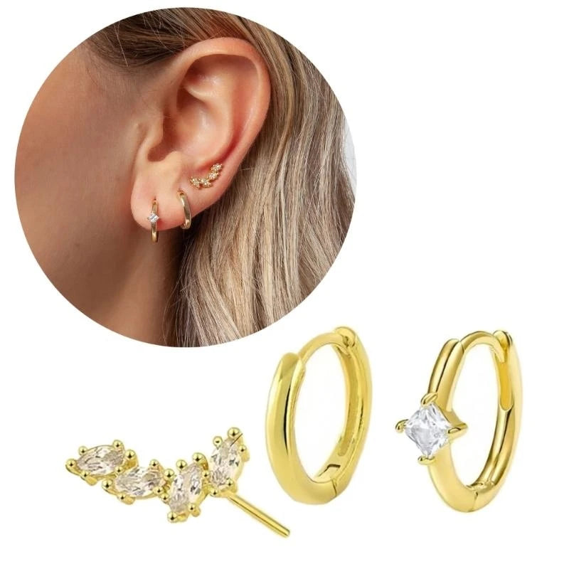 Studs Hoop Earrings Zirconia Piercings Earrings Fashion Jewelry for Women Girls