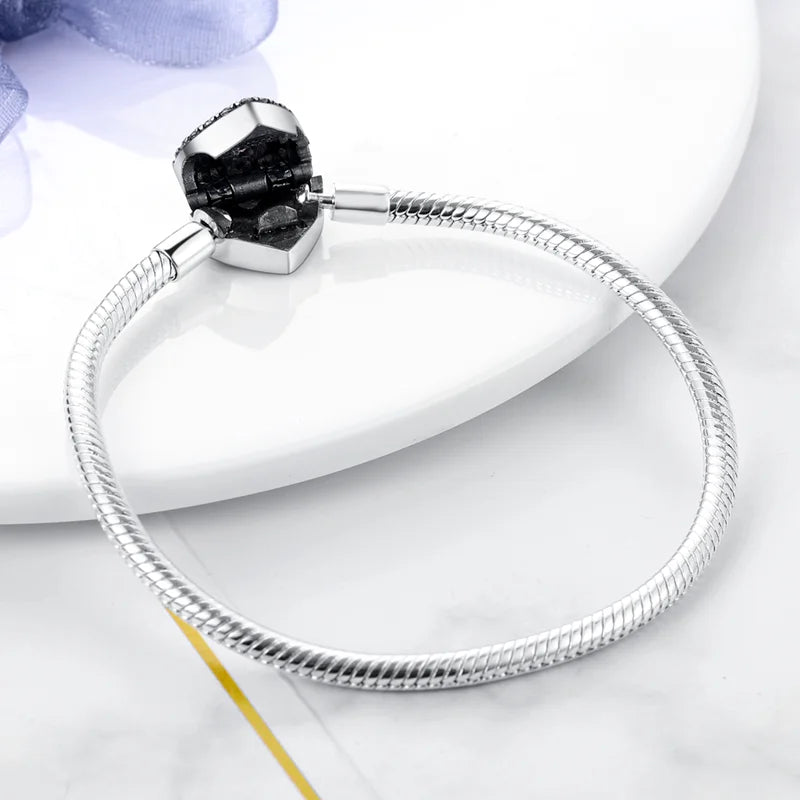 Fashion S925 Silver Plated Peach Heart Love Sparkling Zircon Bracelet For Women Fit DIY Charms Beads Fine DIY Birthday Jewelry