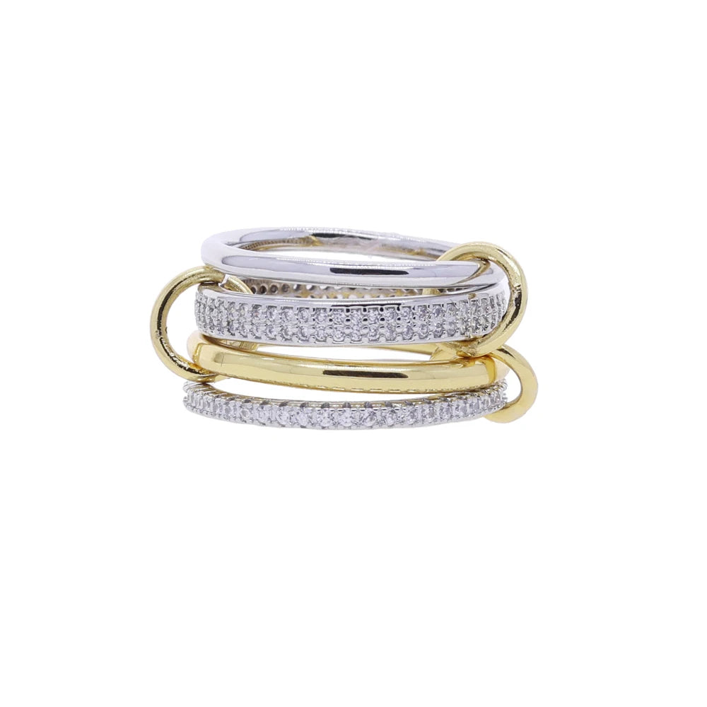 Stacking Engagement Band Rings For Women Plain Micro Paved 5A CZ Mix Color Multi Pieces Stack Full Finger Jewelry