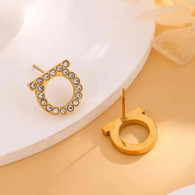 Stud  Earrings Light Luxury Fashion High-end Stainless Steel Women's Jewelry Letter D Earrings For Women