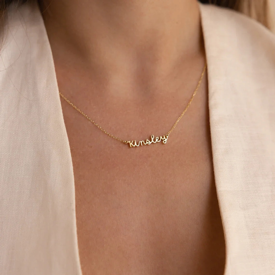 Custom Simple Name Necklace Women Girl Minimalist Jewelry Stainless Steel Personalized Gold Color Name Necklace Gifts For Her