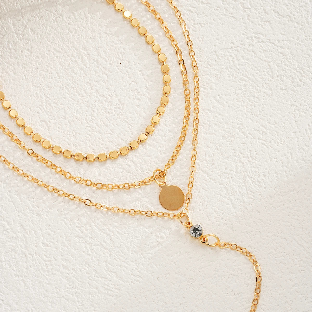 3Pcs/Set MultiLayer Round Disco Coin Chain Necklace for Women Simple Gold Color Pendant Necklaces Set Trendy Party Jewelry Gifts