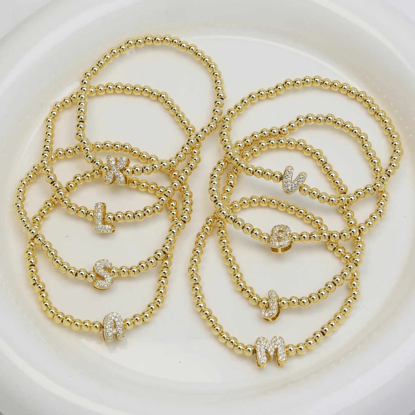 Classic Fashion Zircon Letter Charm Women Bracelet Luxury A-Z Initials Adjustable Chain Bracelet For Women Jewelry Gift