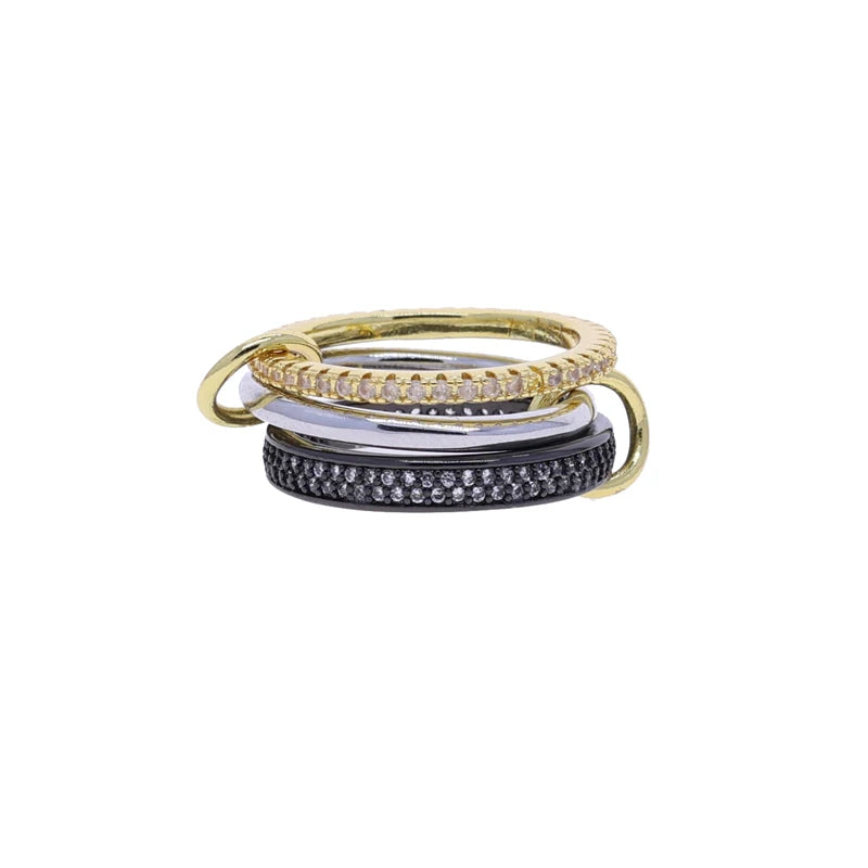 Stacking Engagement Band Rings For Women Plain Micro Paved 5A CZ Mix Color Multi Pieces Stack Full Finger Jewelry