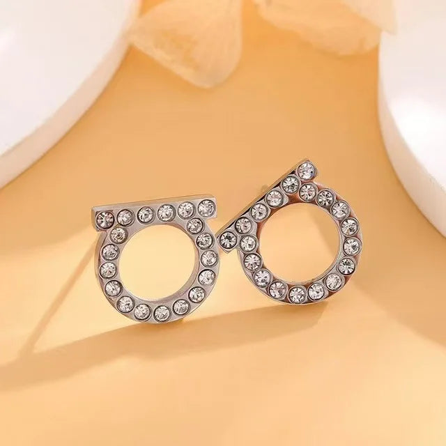 Stud  Earrings Light Luxury Fashion High-end Stainless Steel Women's Jewelry Letter D Earrings For Women